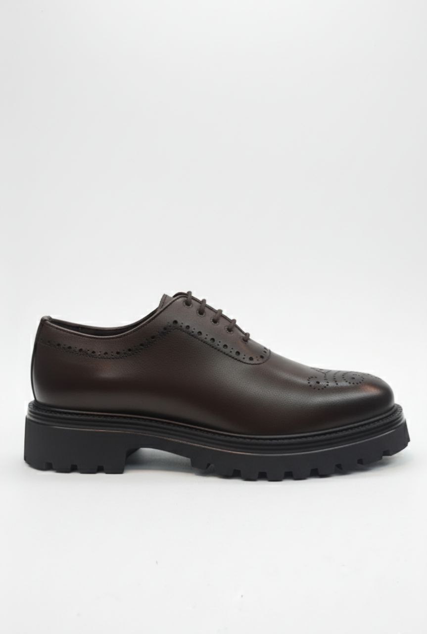 Classic brown brogue rugged shoes in brown | Flamingo Fits