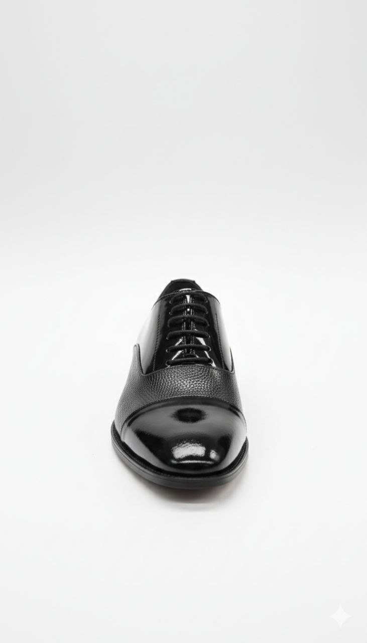Black glossy classic derby shoes in black glossy | Flamingo Fits