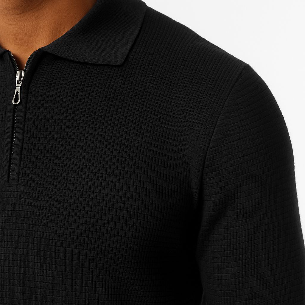 Black Essential Half-Zip Knit Sweater