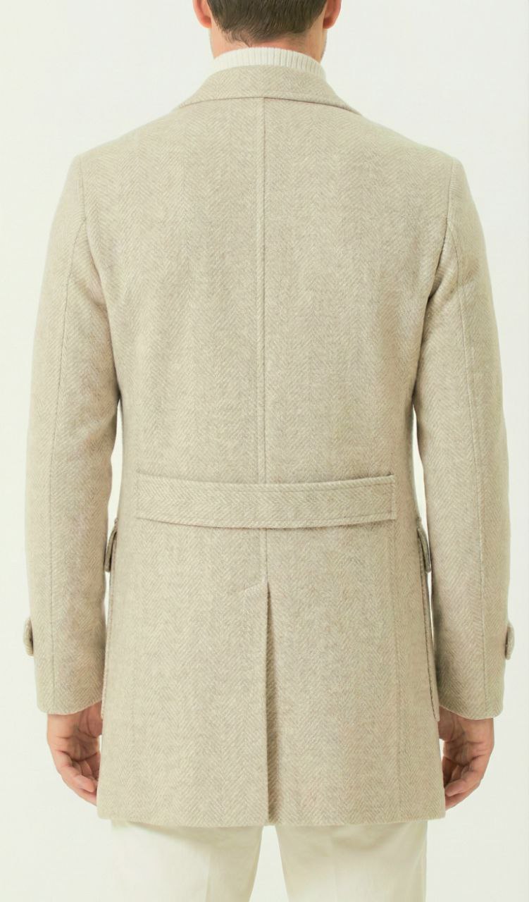 Beige Herringbone Coat