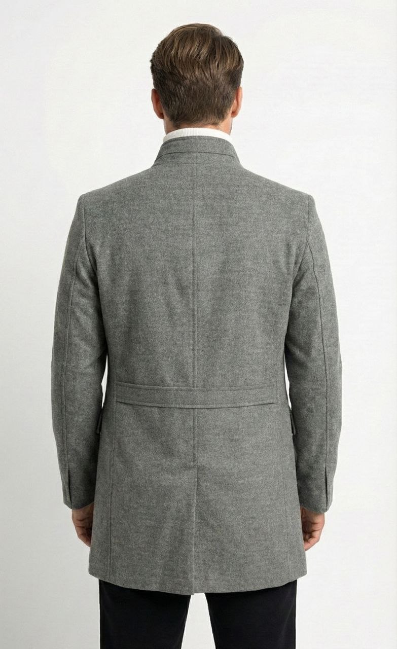 Grey stand-collar coat in grey | Flamingo Fits