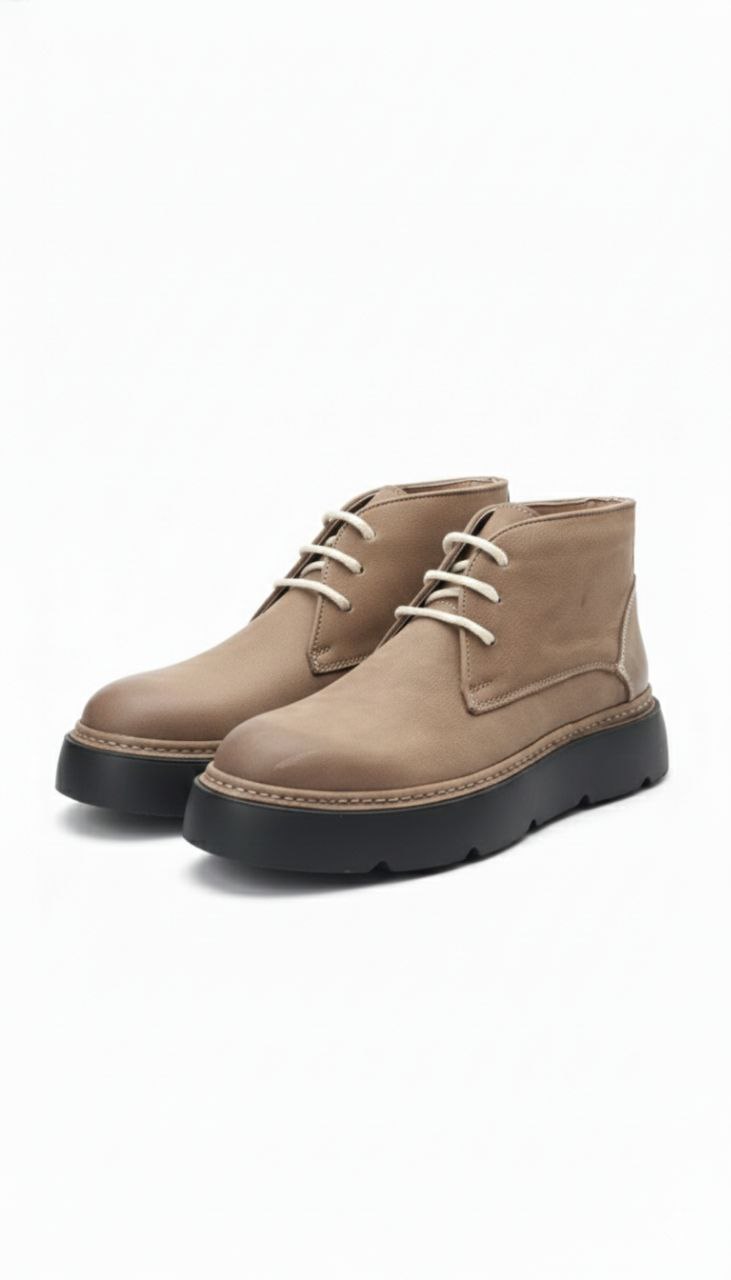 Beige laced casual chelsea boot in beij | Flamingo Fits
