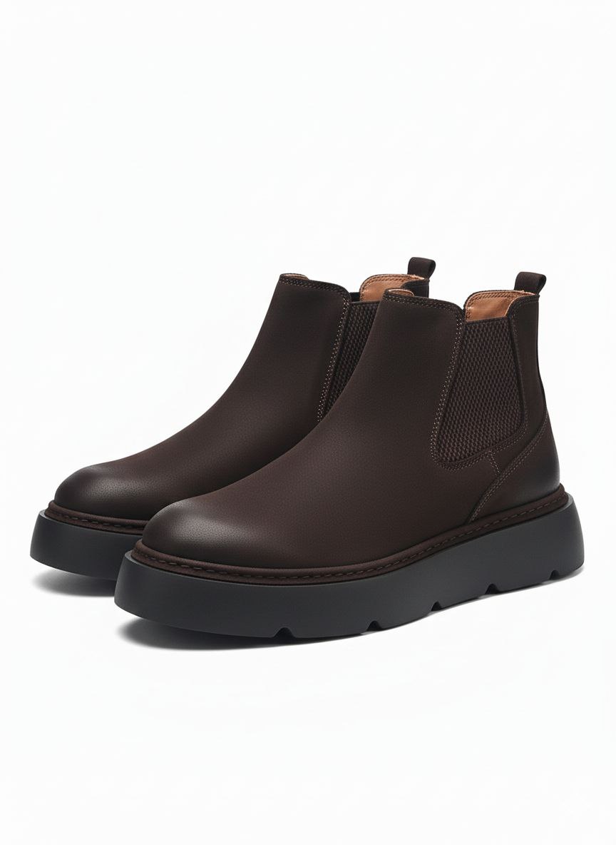 Brown  casual  chelsea boot in brown | Flamingo Fits