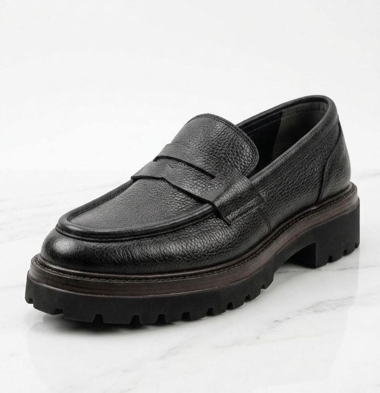 Black amber lug loafer in black | Flamingo Fits