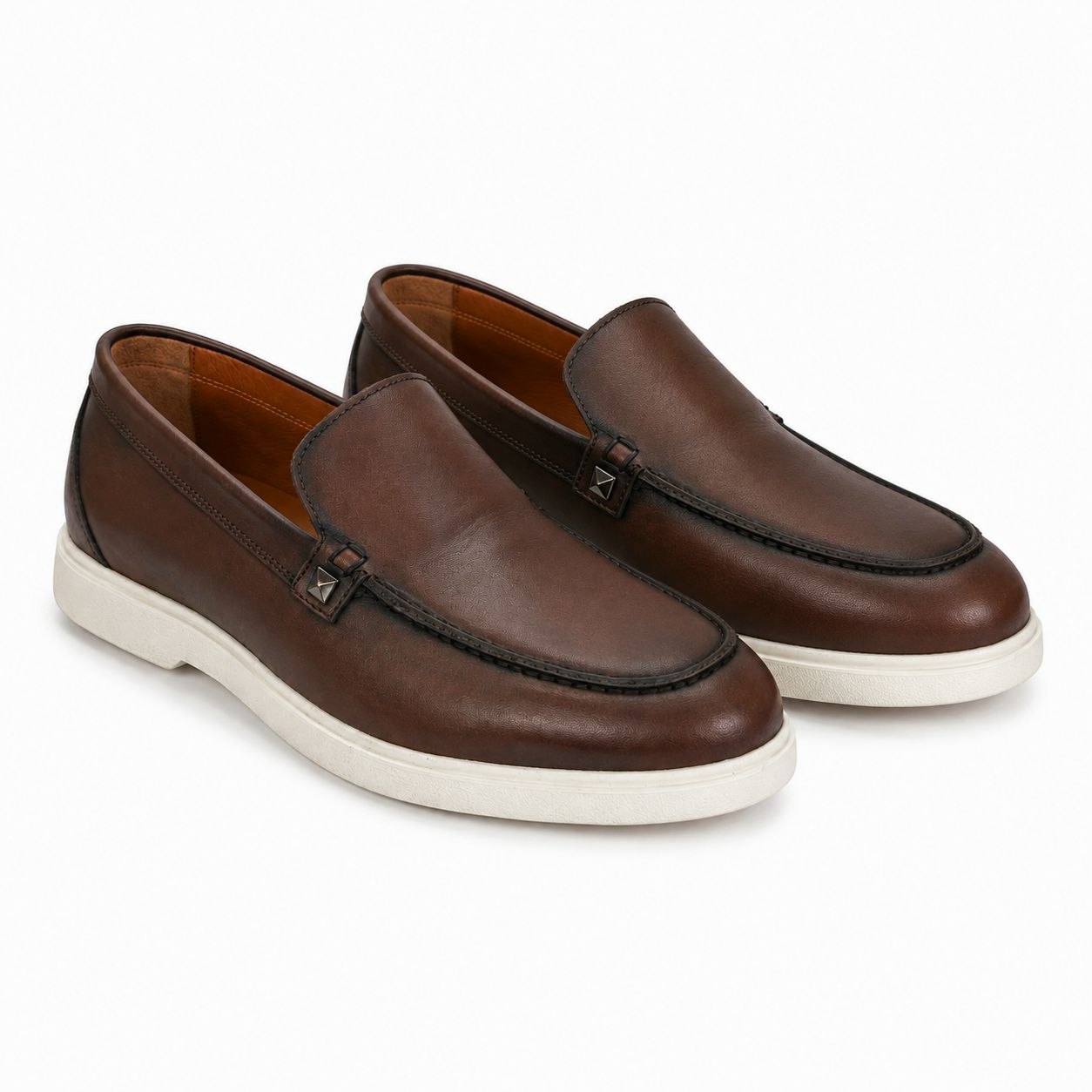 Brown velaro leather loafer in brown | Flamingo Fits