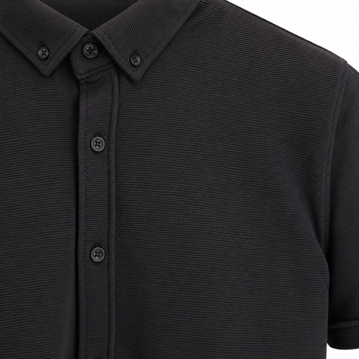 Black breathable weave polo shirt in black | Flamingo Fits