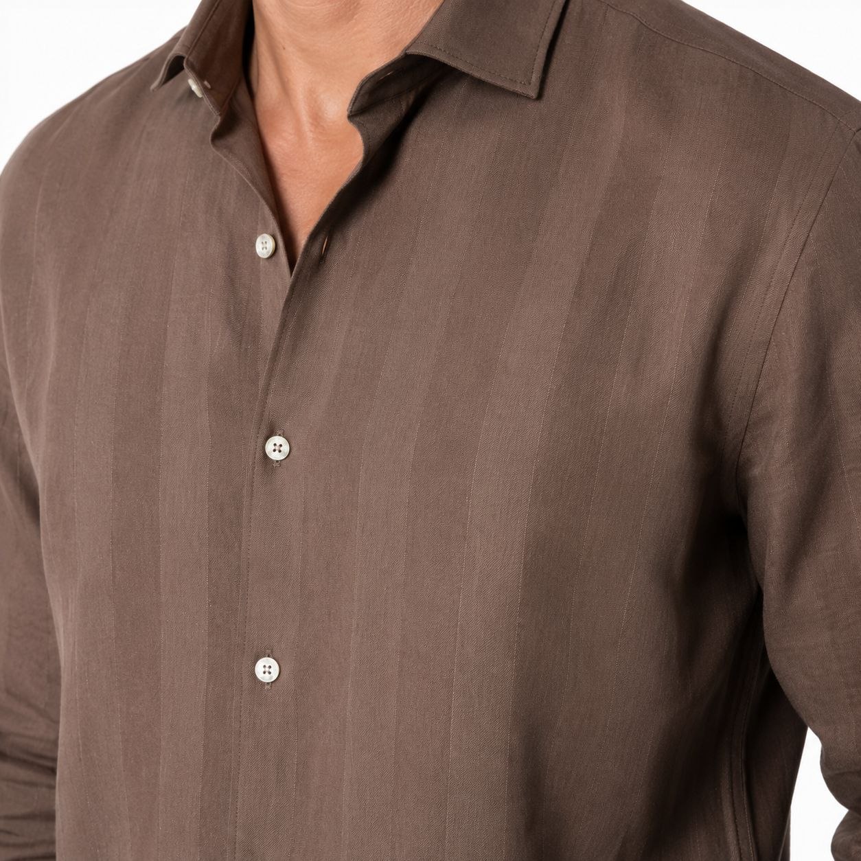 Brown midnight shadow-stripe shirt in brown | Flamingo Fits