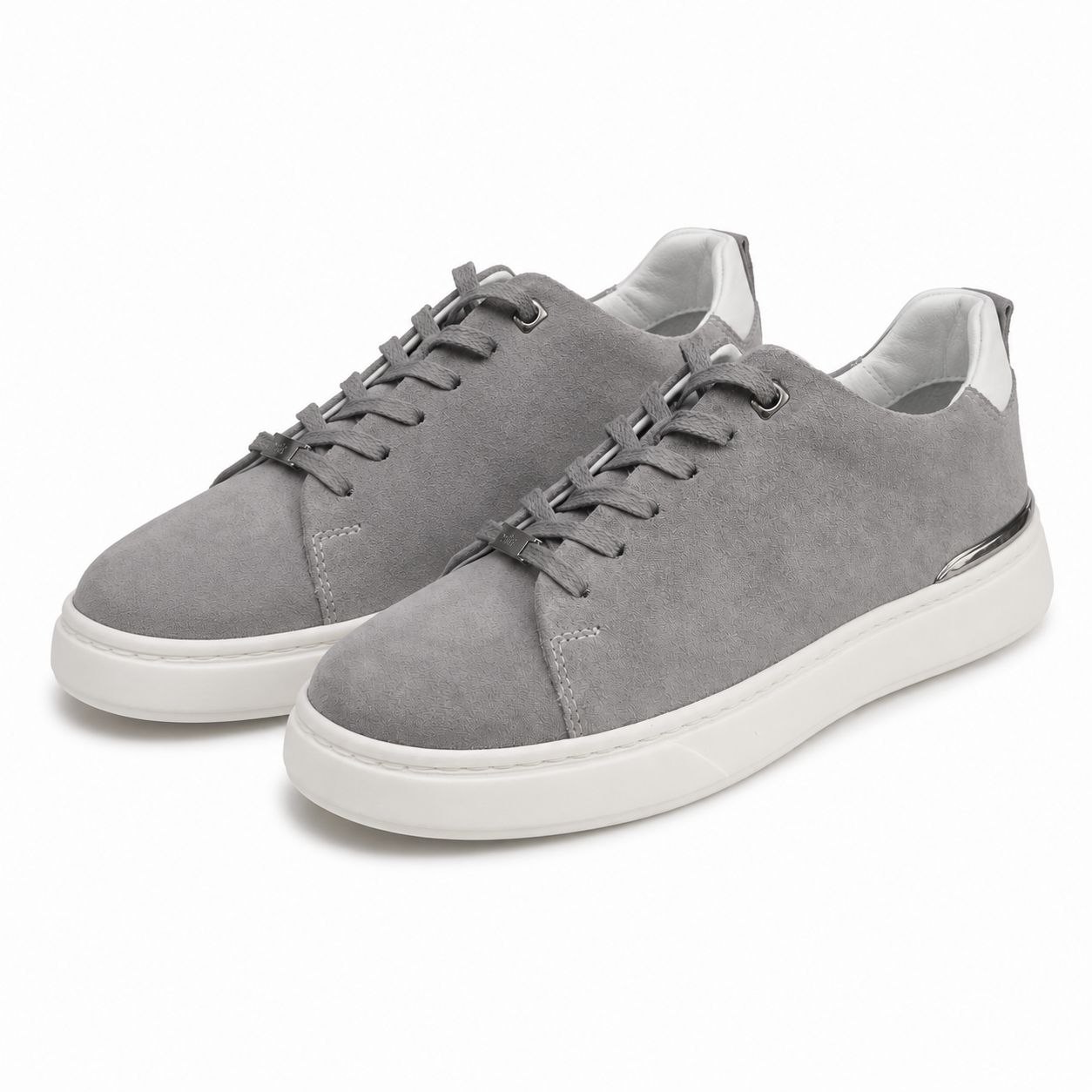 Light grey chrome-heel sneakers in LIGHT GREY | Flamingo Fits
