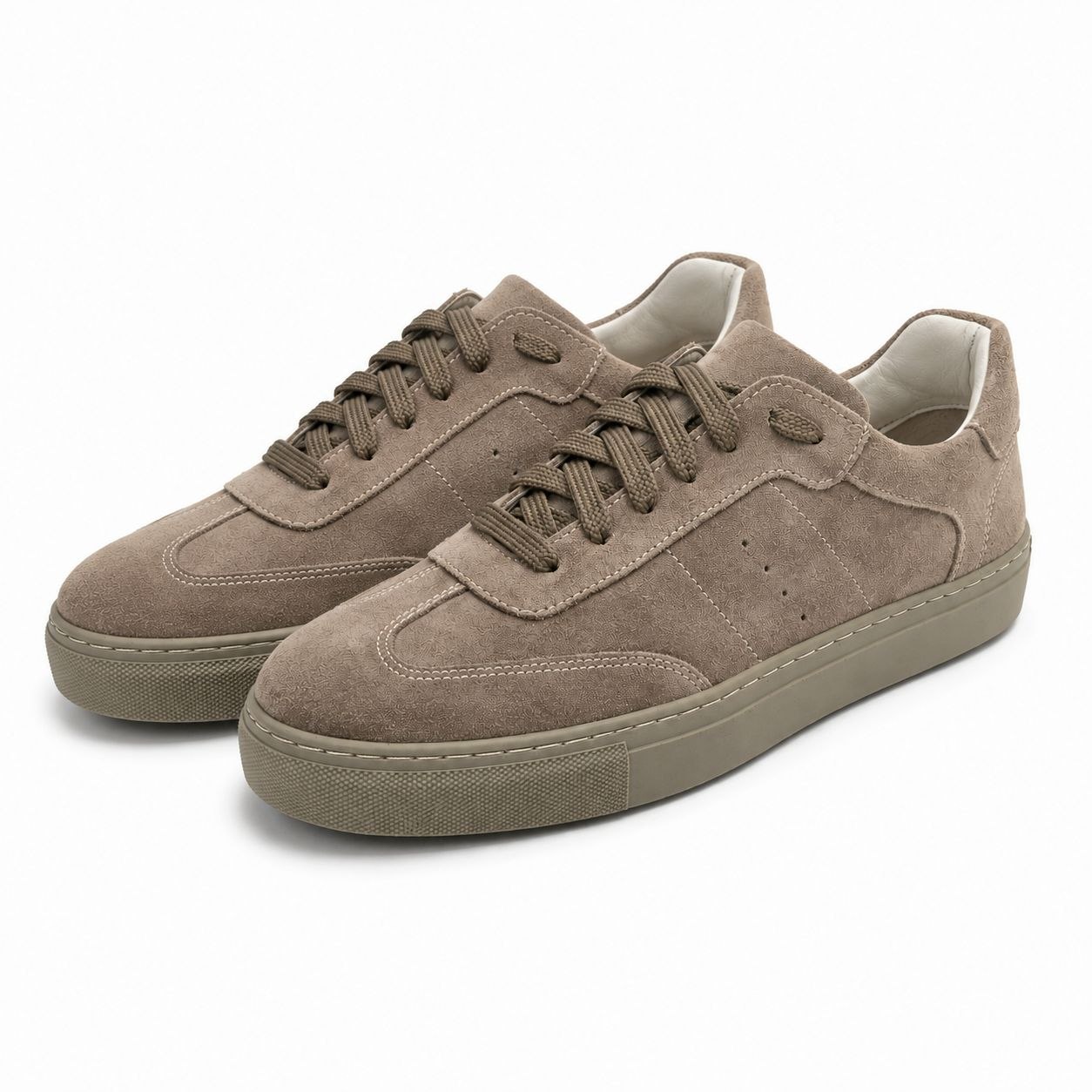 Beige sage suede low sneakers in beige | Flamingo Fits