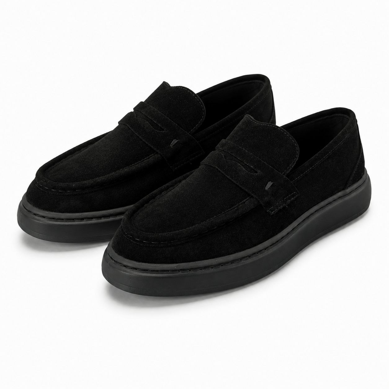 Black onyx suede loafer in black | Flamingo Fits