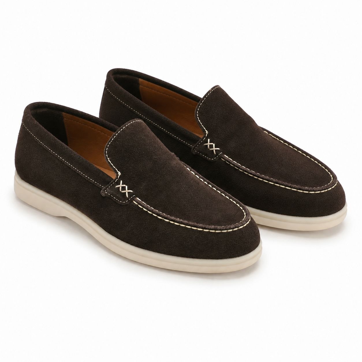 Brown suede monte carlo loafer in brown | Flamingo Fits