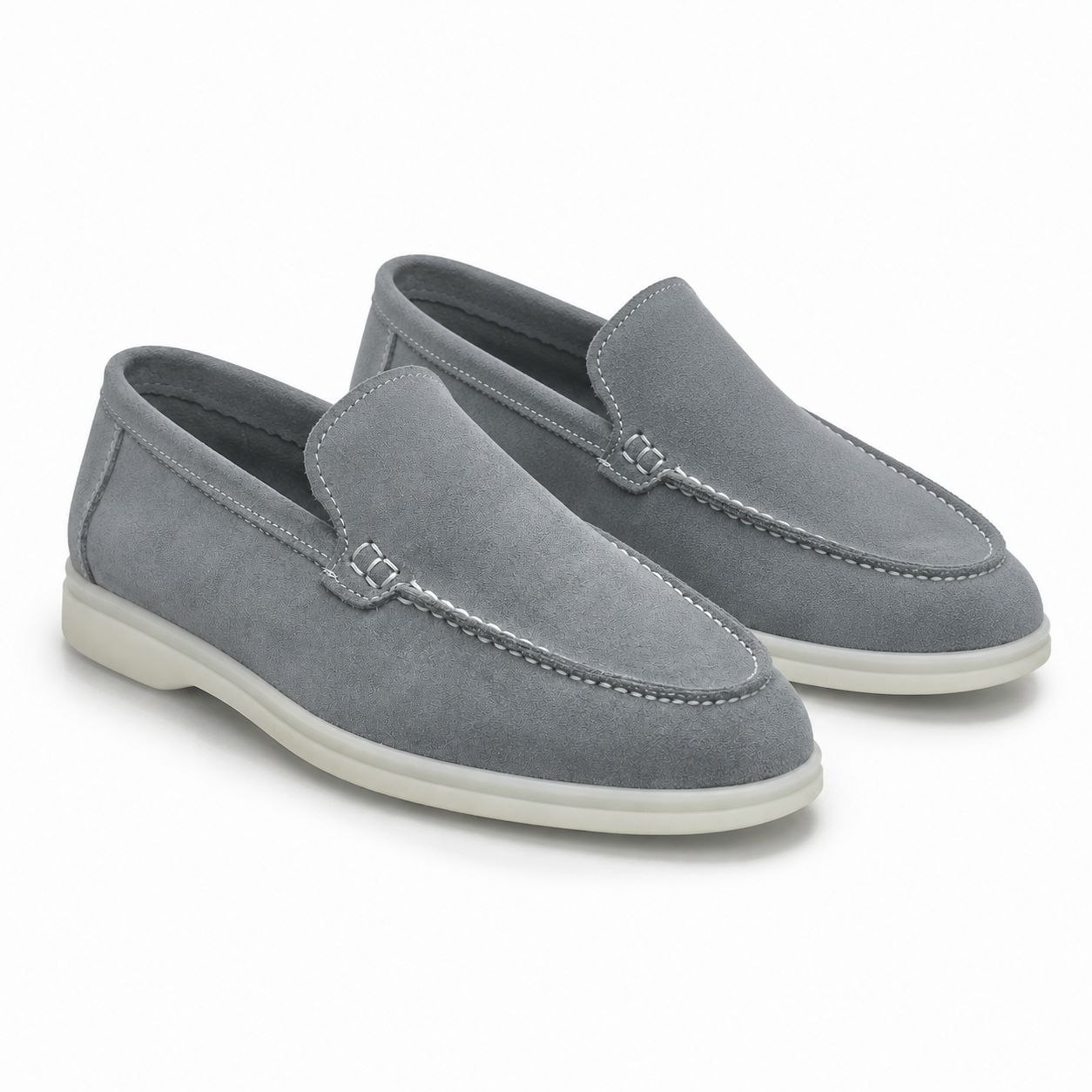 Light grey suede monte carlo loafer in LIGHT GREY | Flamingo Fits