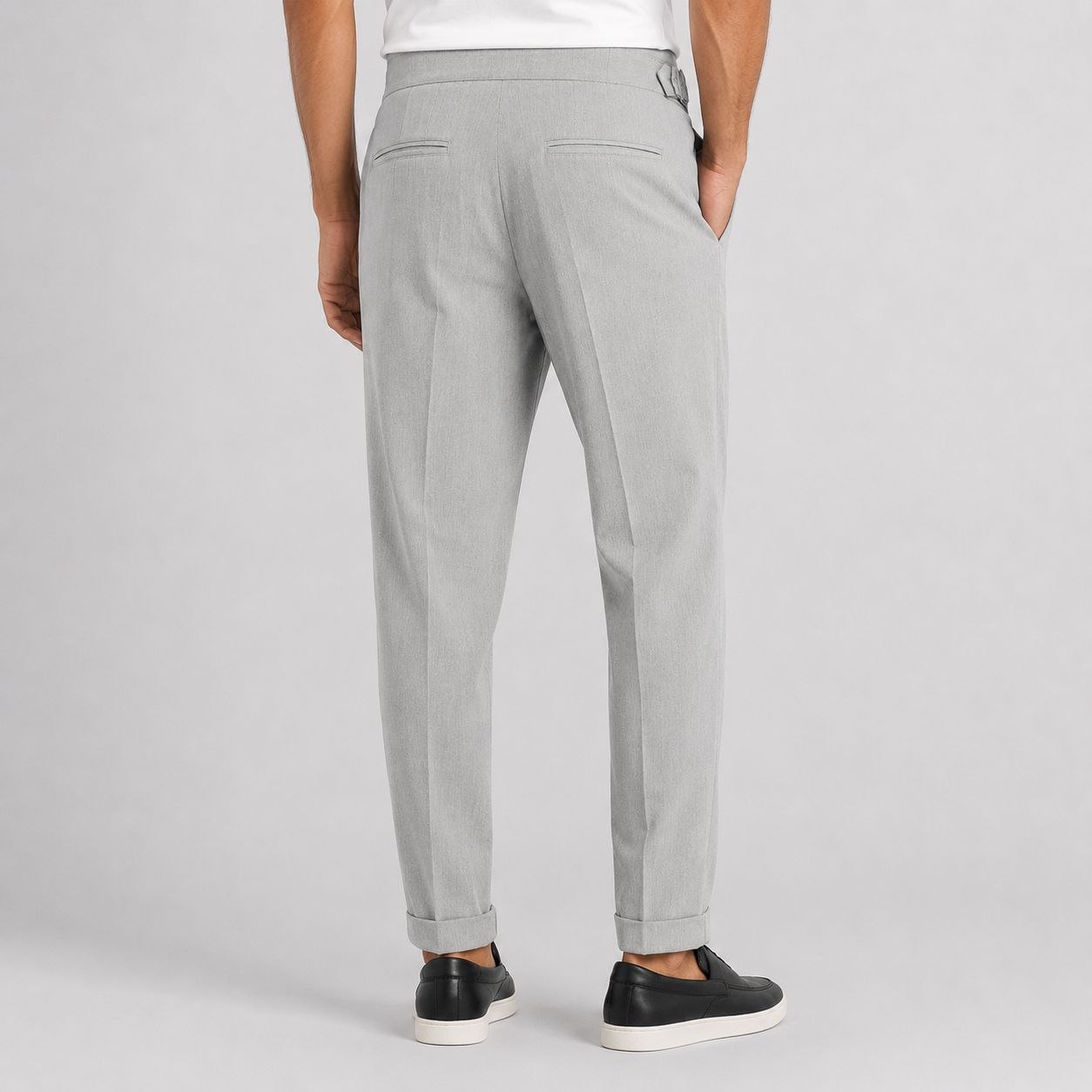 Light grey mid rise formal trouser in LIGHT GREY | Flamingo Fits