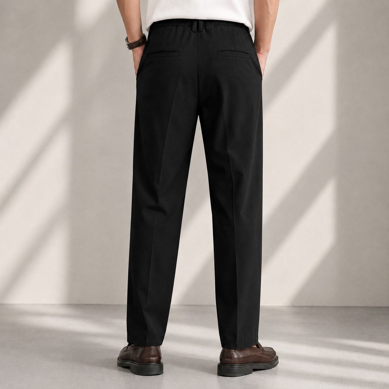 Black rena relaxed-straight pants in black | Flamingo Fits
