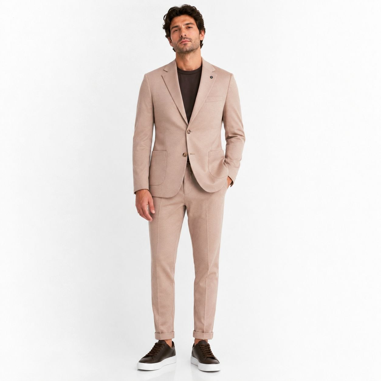 Nude pink vintage two-pieces lycra suit in gitane | Flamingo Fits
