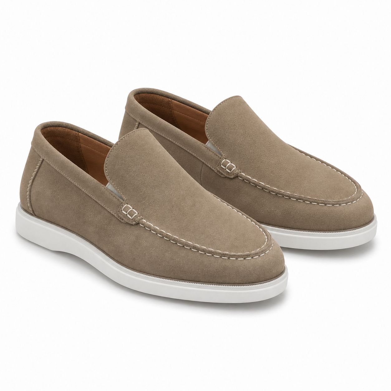 Beige capri suede loafer in beige | Flamingo Fits