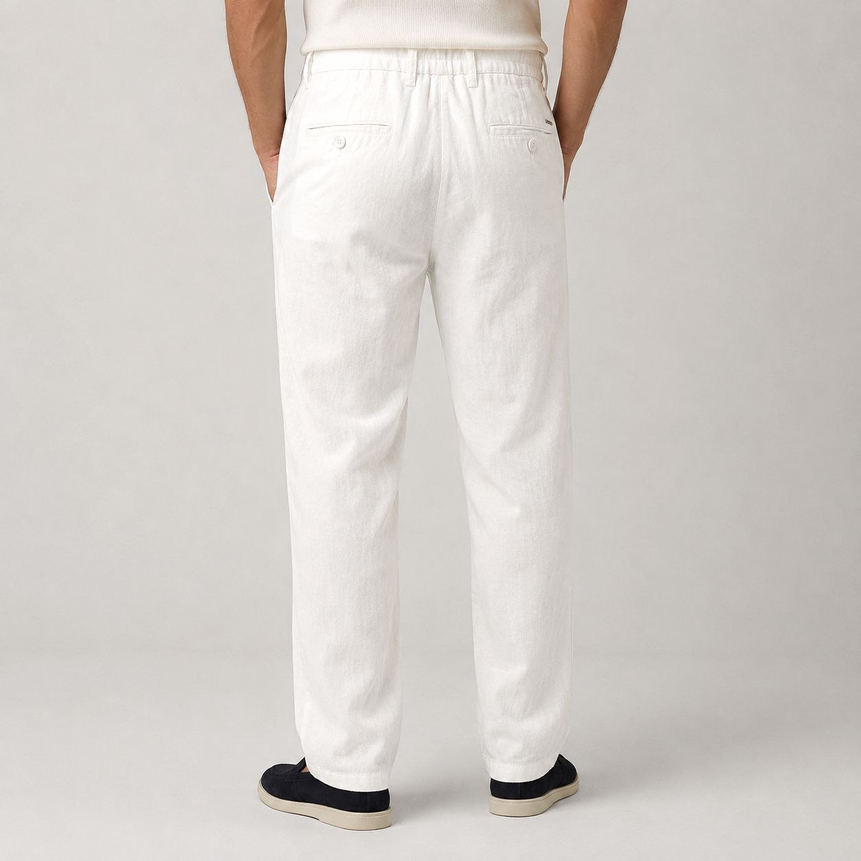 White portofino linen regular fit trouser in white | Flamingo Fits