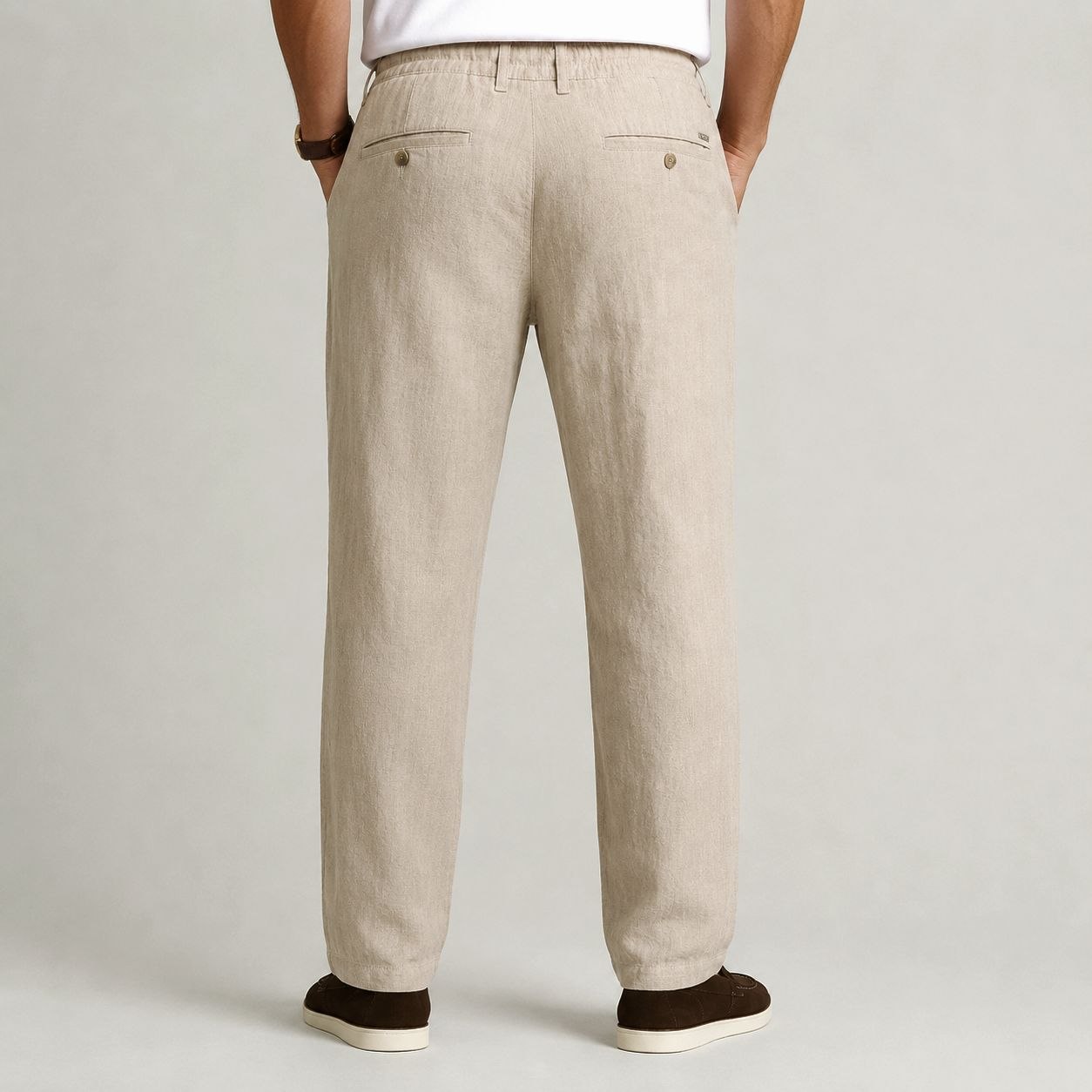 Beige portofino linen regular fit trouser in beige | Flamingo Fits