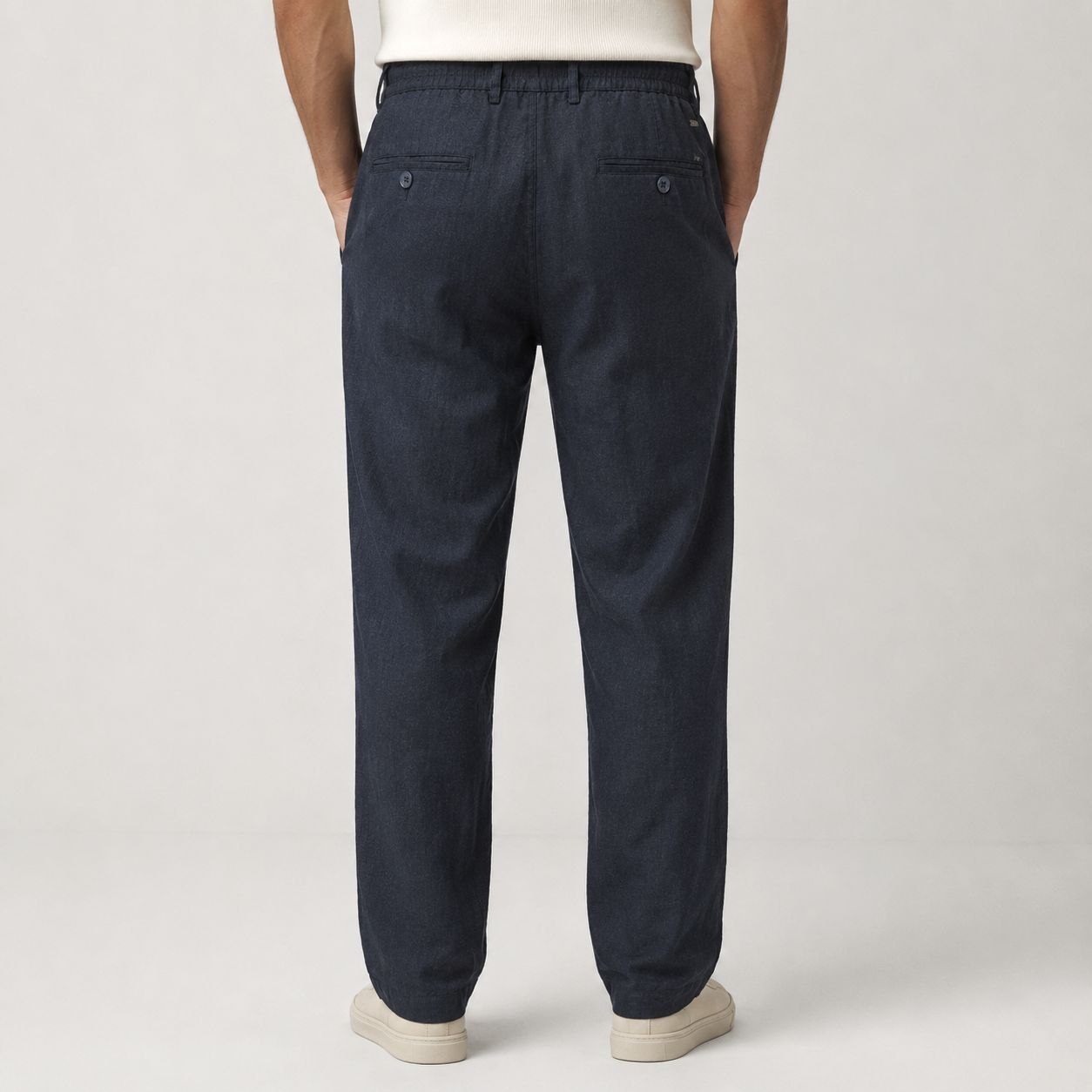 Navy portofino linen regular fit trouser in navy | Flamingo Fits