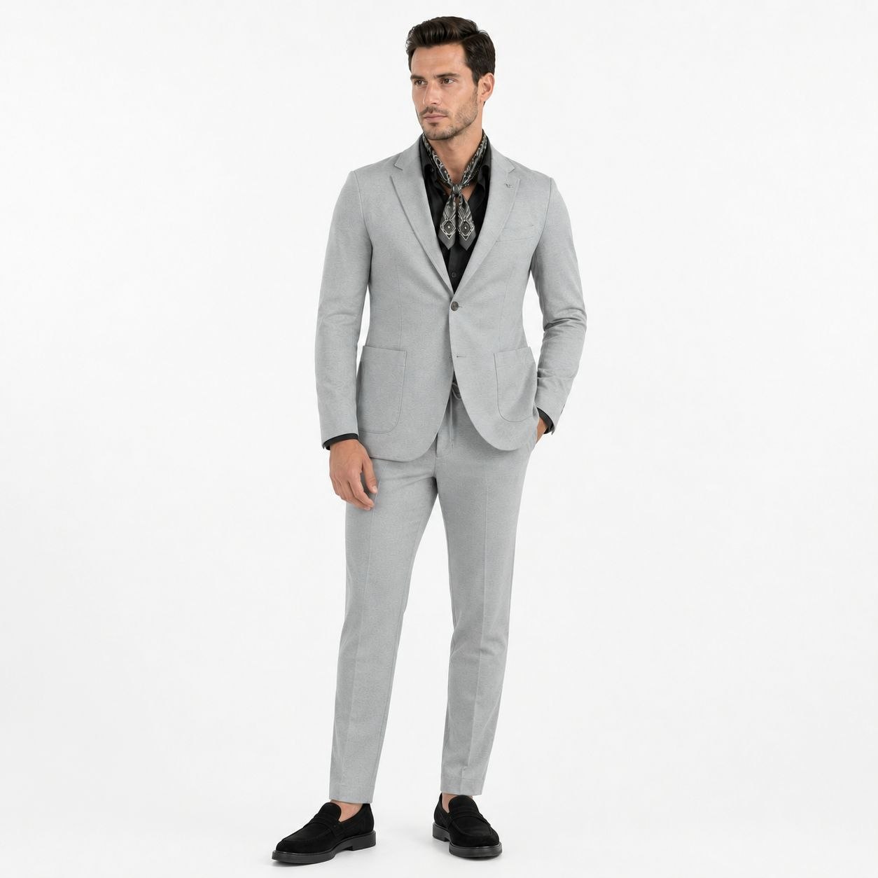 Grey vintage lycra two-pieces suit in grey | Flamingo Fits