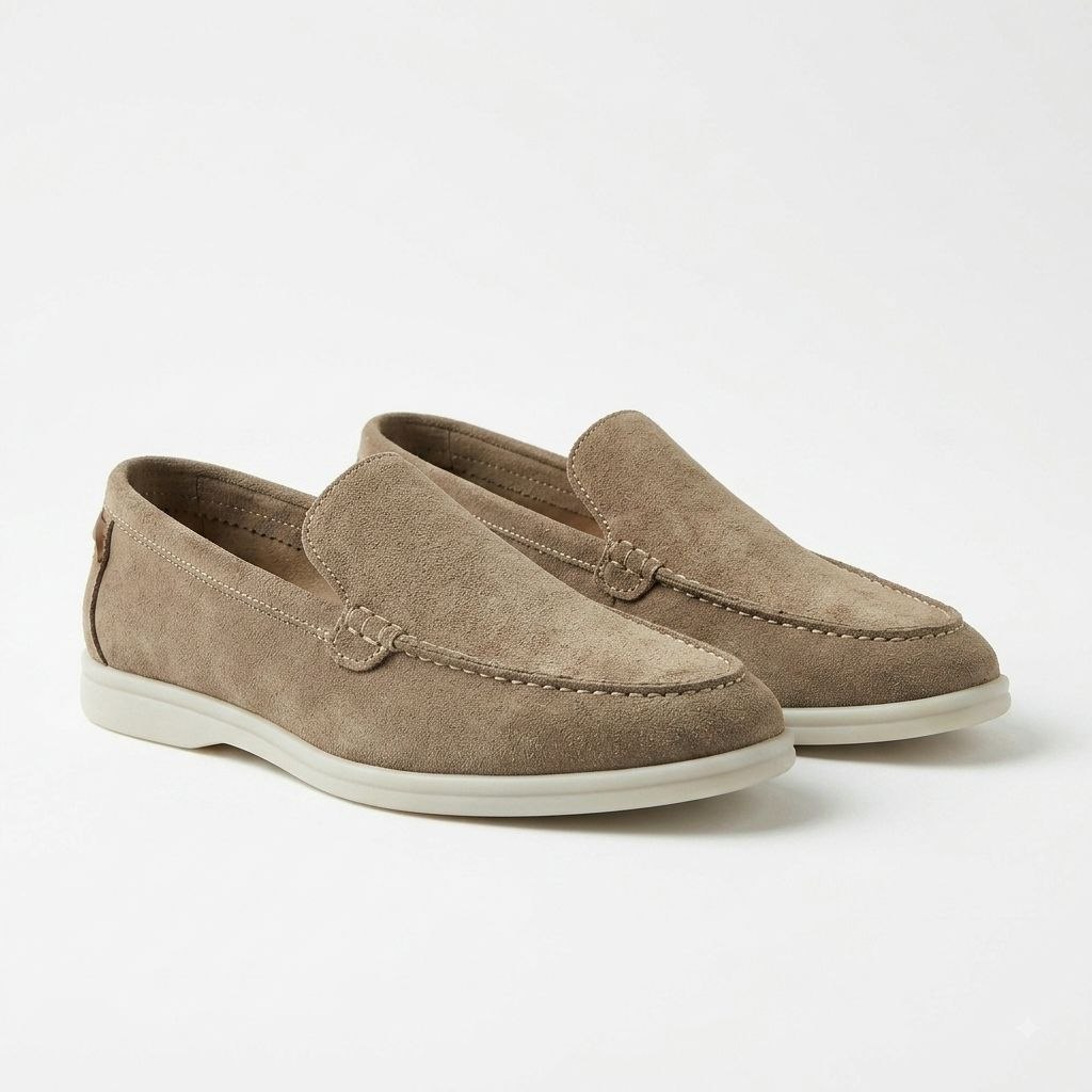 Beige suede monte carlo loafer in beige | Flamingo Fits