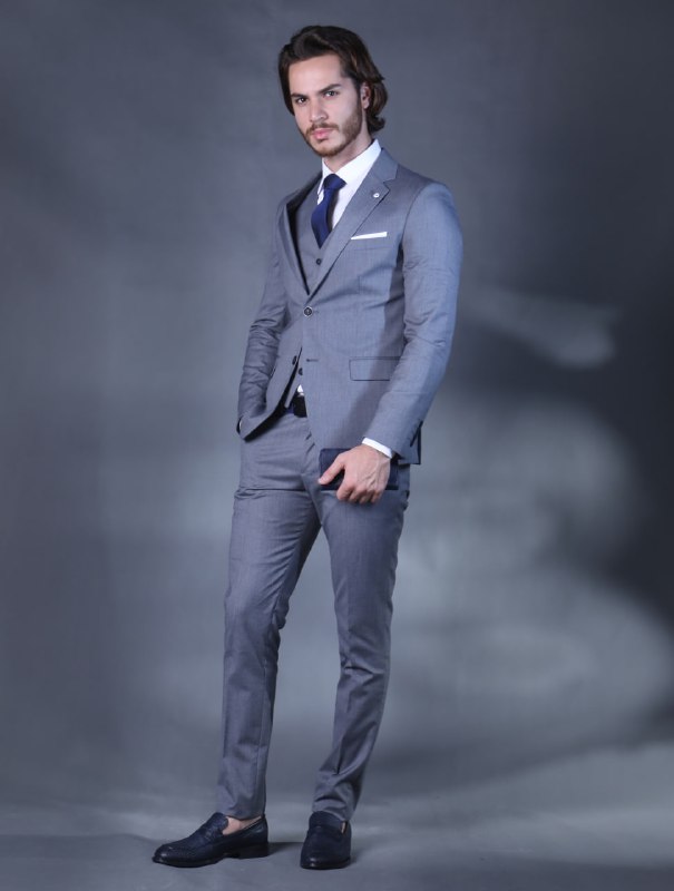 Calvin stripped suit in grey | Flamingo Fits
