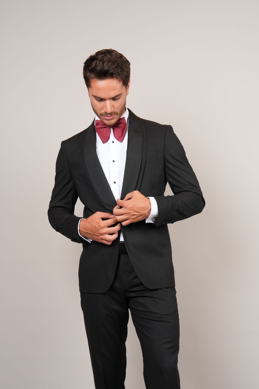 One Buttoned Black Double-Shawled Tuxedo