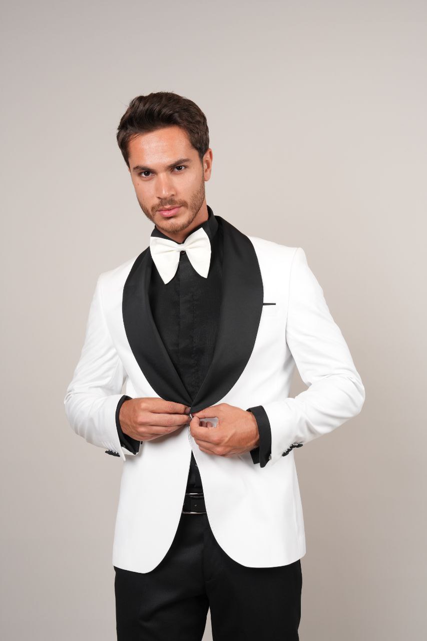 One Buttoned White Shawl Tuxedo
