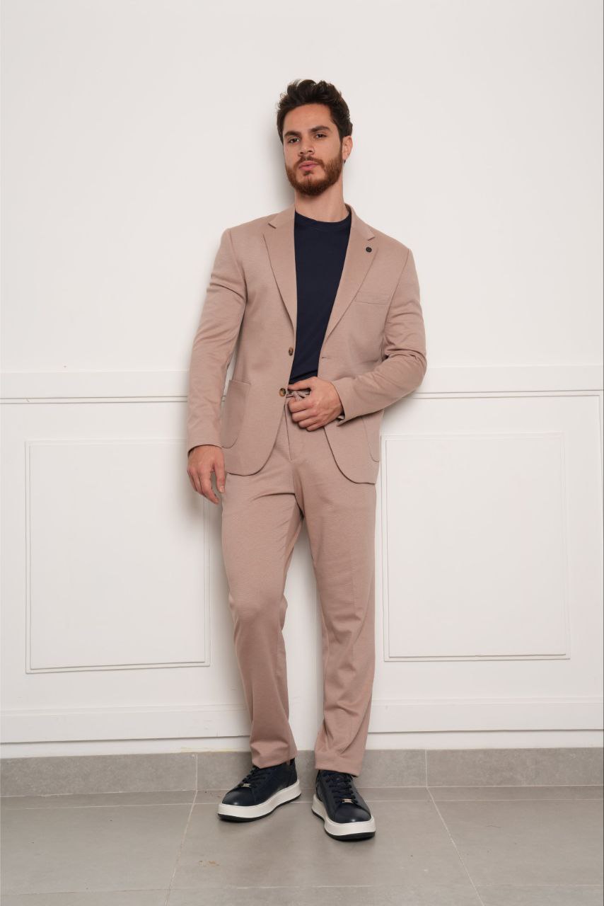 Nude Pink Vintage Two-Pieces Lycra Suit