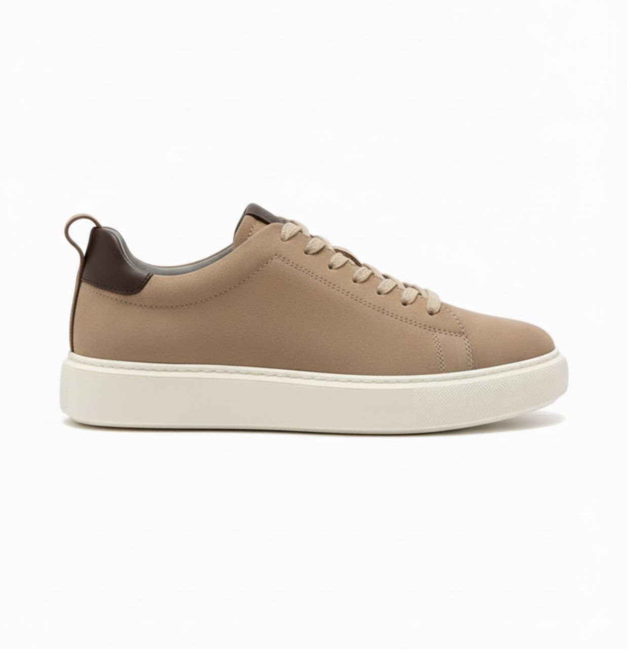 Beige Nubuck High Sole Trainer