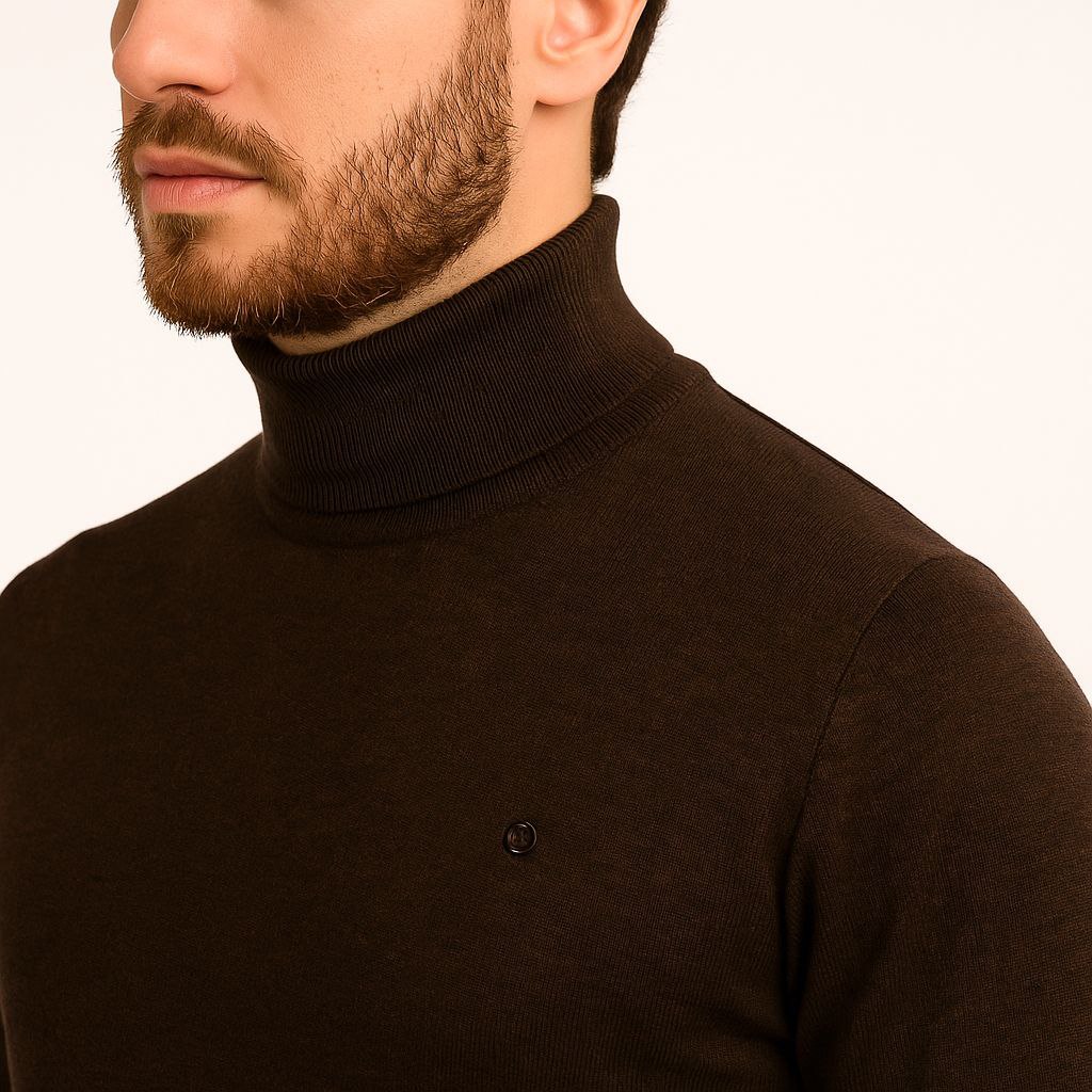 Brown Basic Turtle-Neck knit Sweater