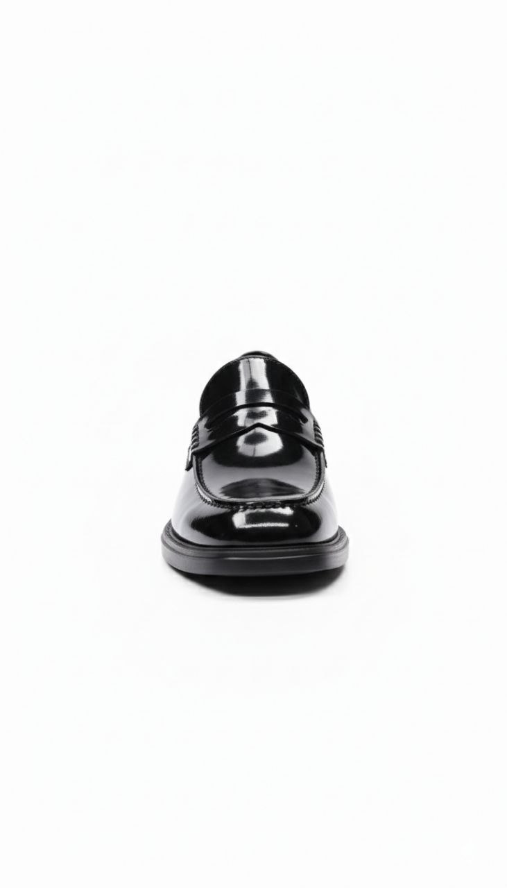 Classic loafers black luxe shoes in black glossy | Flamingo Fits