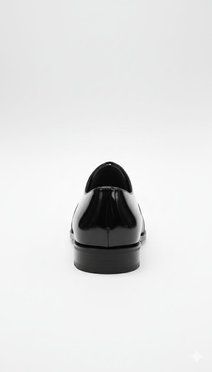 Black glossy classic derby shoes in black glossy | Flamingo Fits