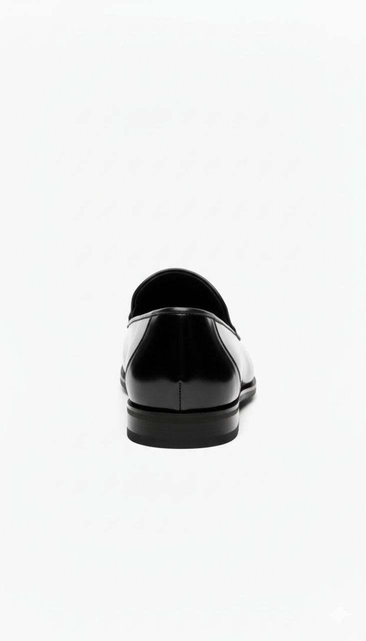 Black marc leather venetian loafer in black glossy | Flamingo Fits