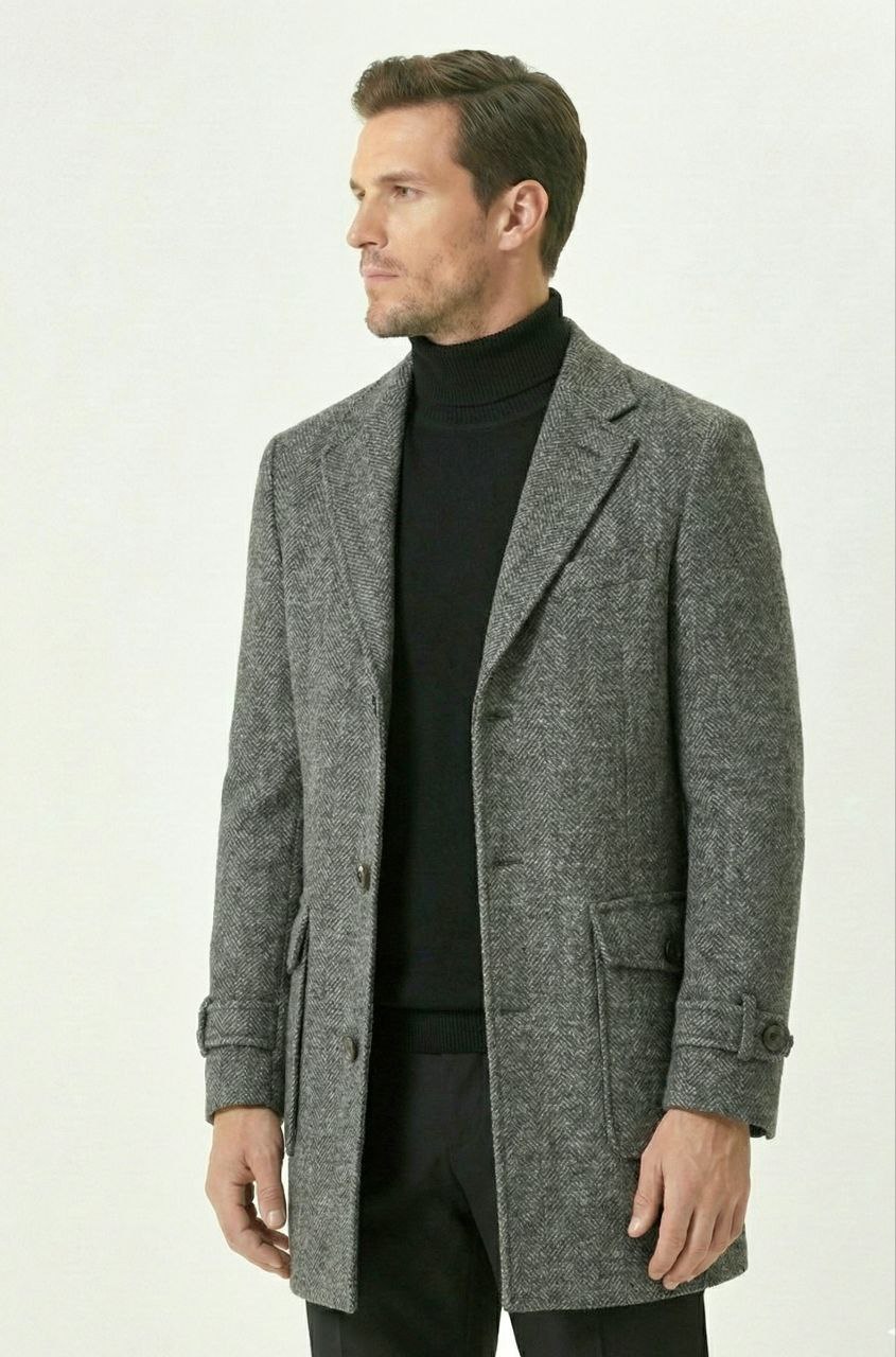Charcoal  Herringbone Coat