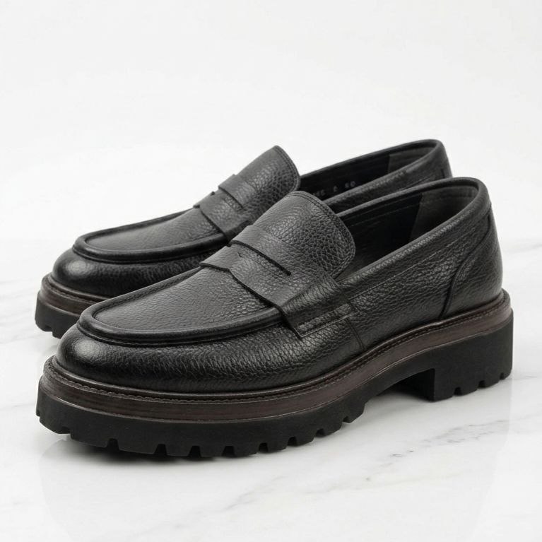 Black amber lug loafer in black | Flamingo Fits