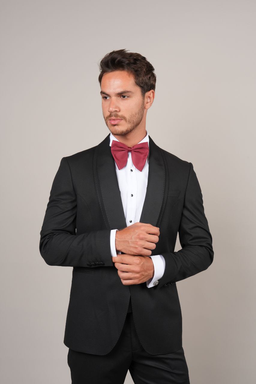 One Buttoned Black Double-Shawled Tuxedo