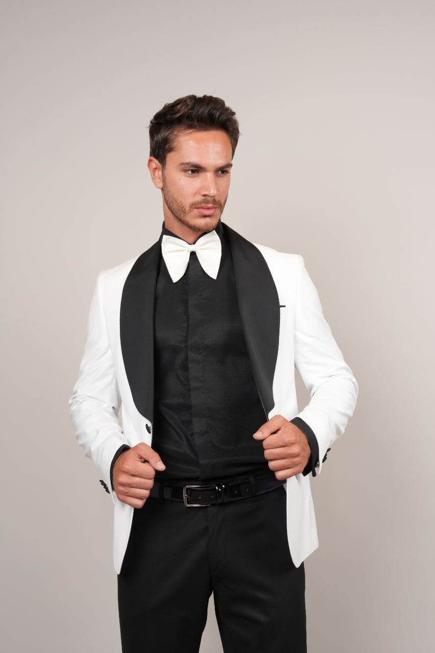 One Buttoned White Shawl Tuxedo