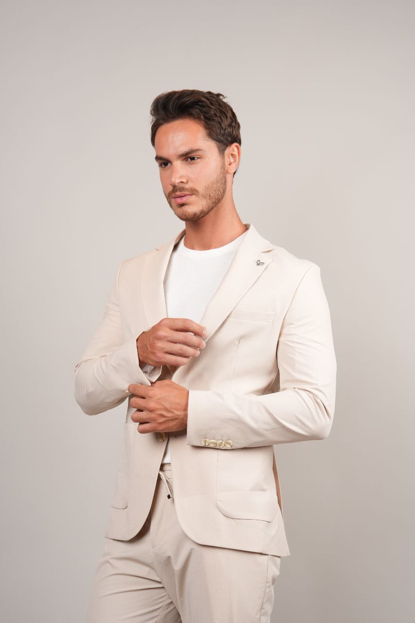 Beige Two-Piece Parachute Suit