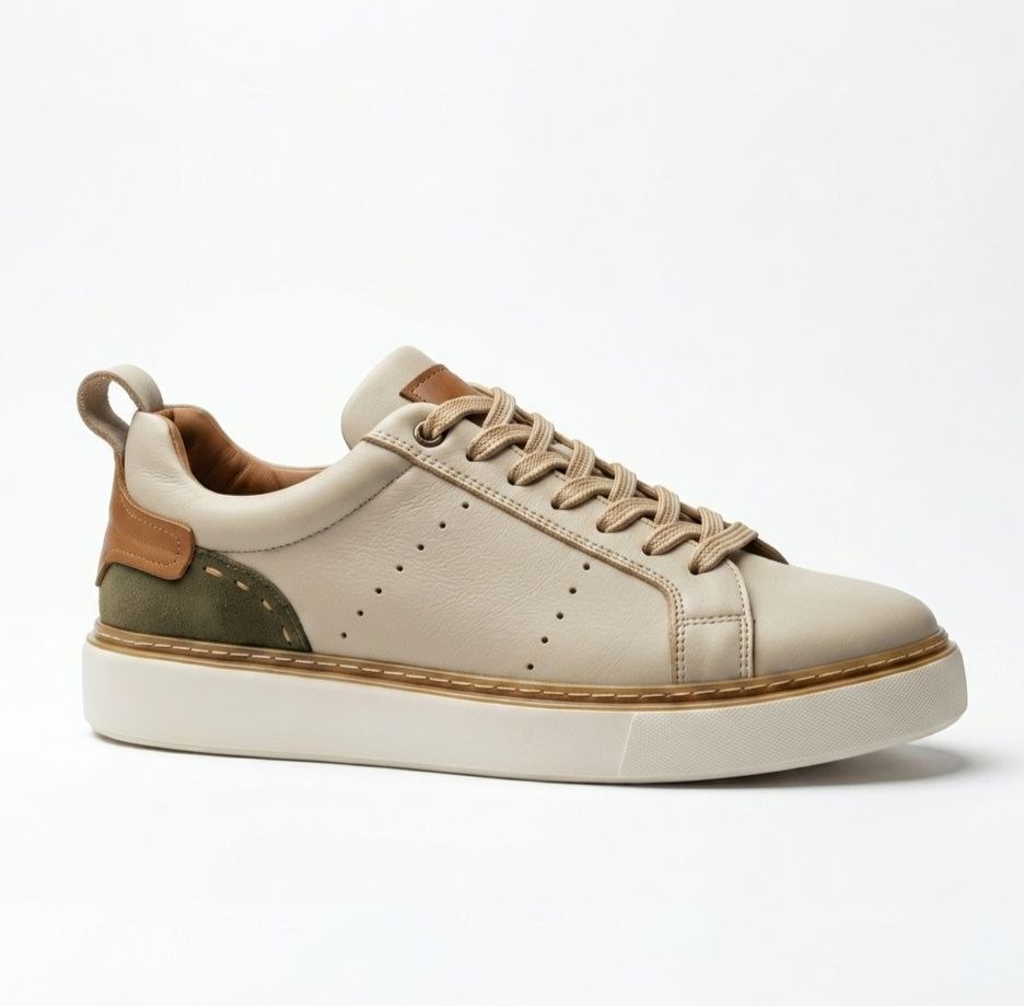 Beige artisan perforated sneakers in beige | Flamingo Fits