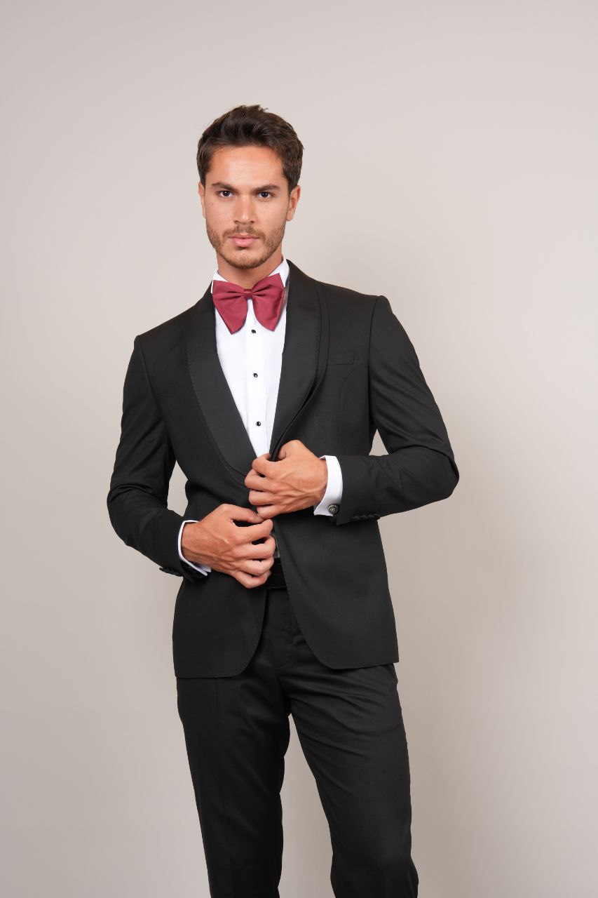 One Buttoned Black Double-Shawled Tuxedo