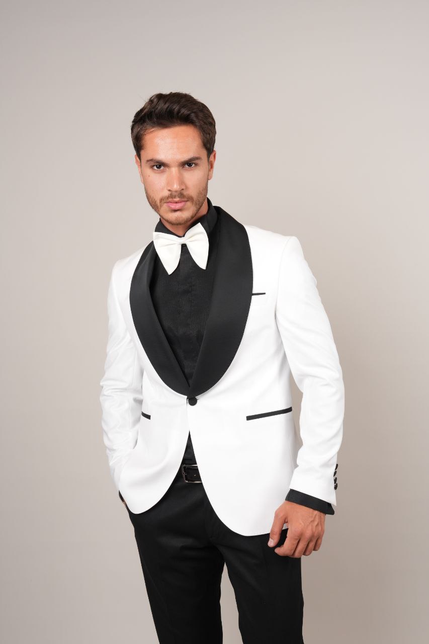 One Buttoned White Shawl Tuxedo