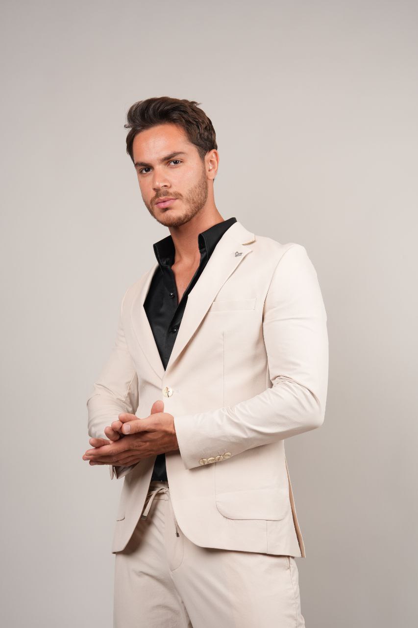 Beige Two-Piece Parachute Suit