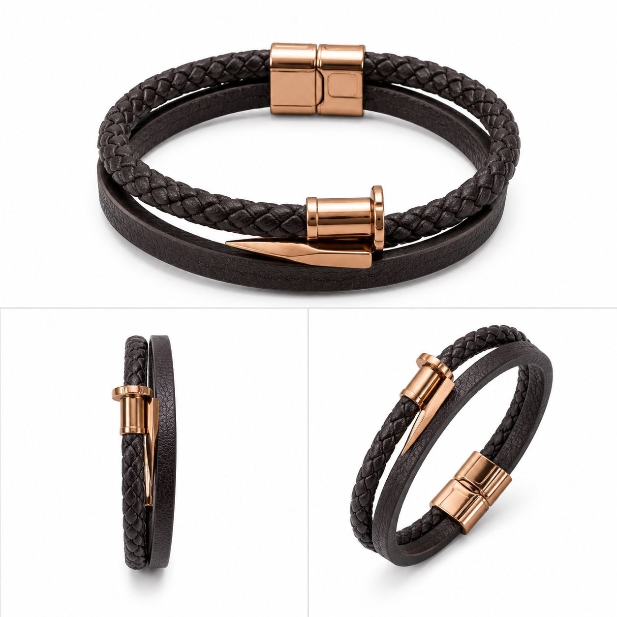 Leather bracelet in mixed | Flamingo Fits