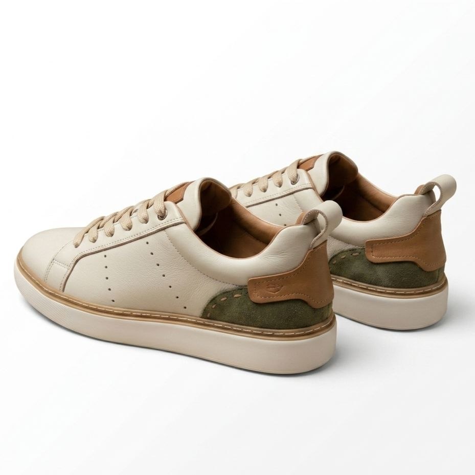 Beige artisan perforated sneakers in beige | Flamingo Fits