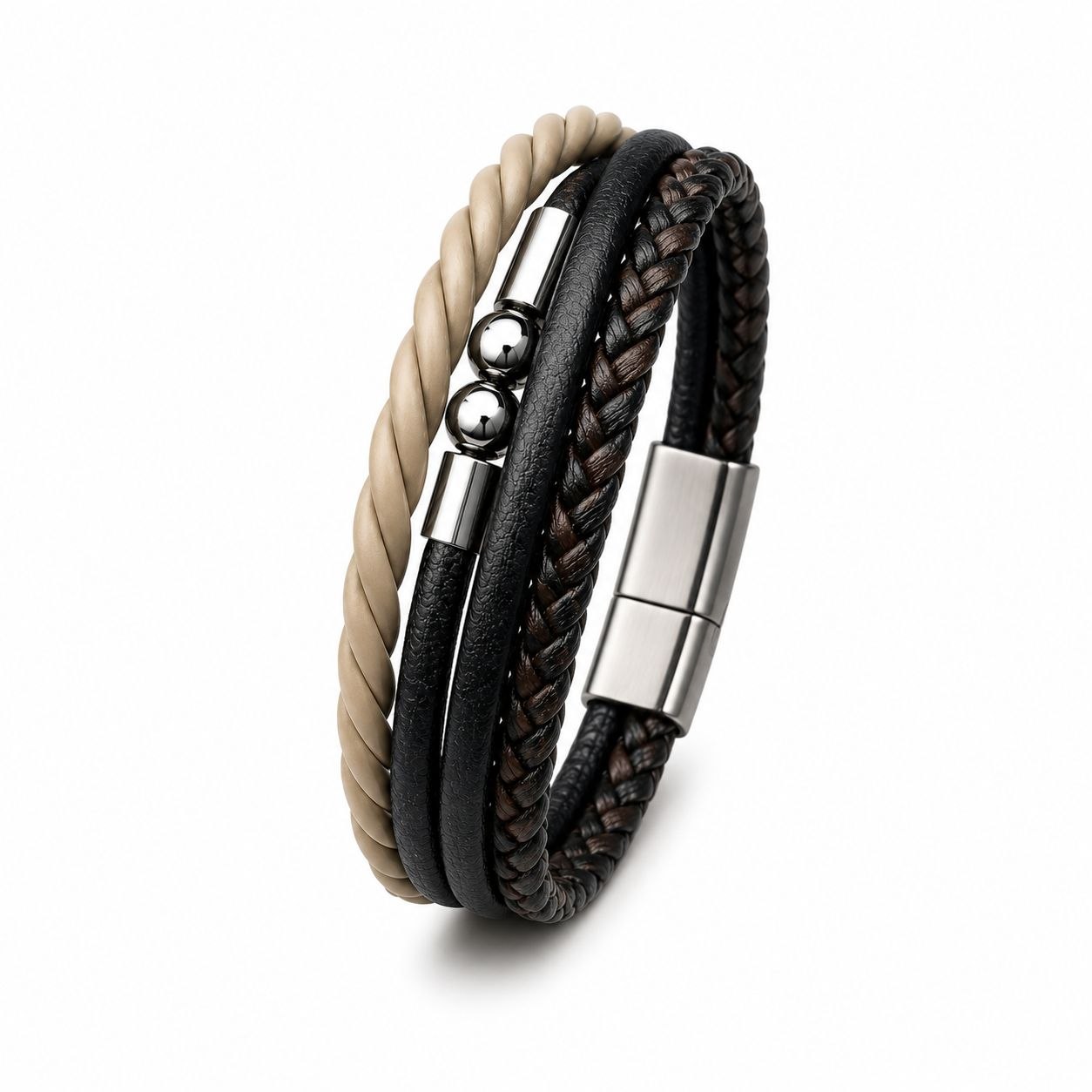 Leather bracelet in mixed | Flamingo Fits