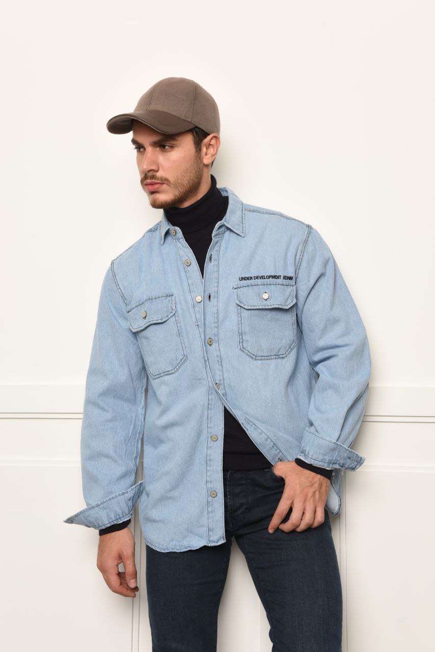 Denim shirt oversize in dneim | Flamingo Fits